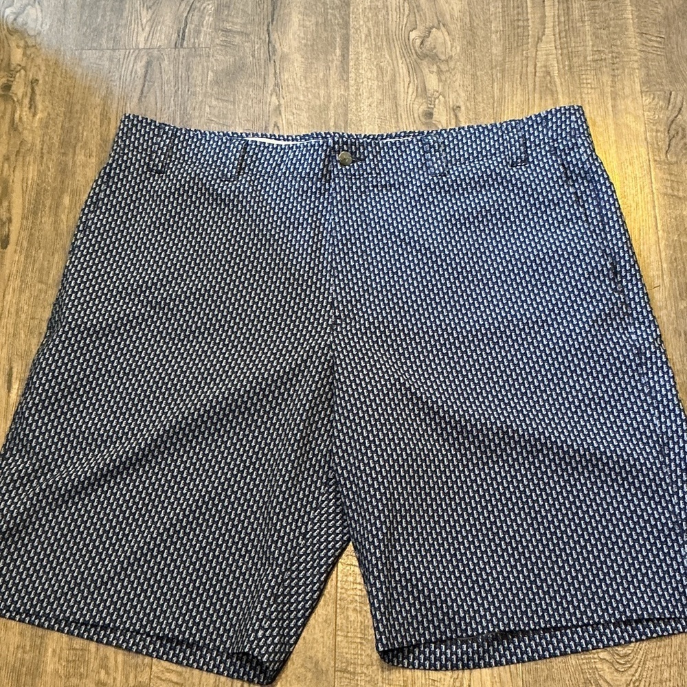 Callaway Men's Navy Patterned Flat Front Shorts